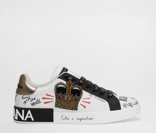 TENIS DOLCE & GABBANNA PORTOFINO SNEAKERS IN PRINTED CALFSKIN WHITH PATCH